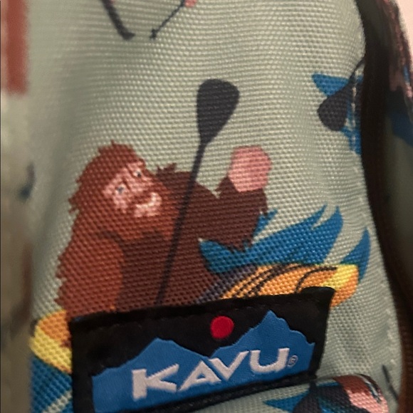 Kavu Mint Green Kayak Pattern Backpack with Brown Trim - Picture 7 of 7